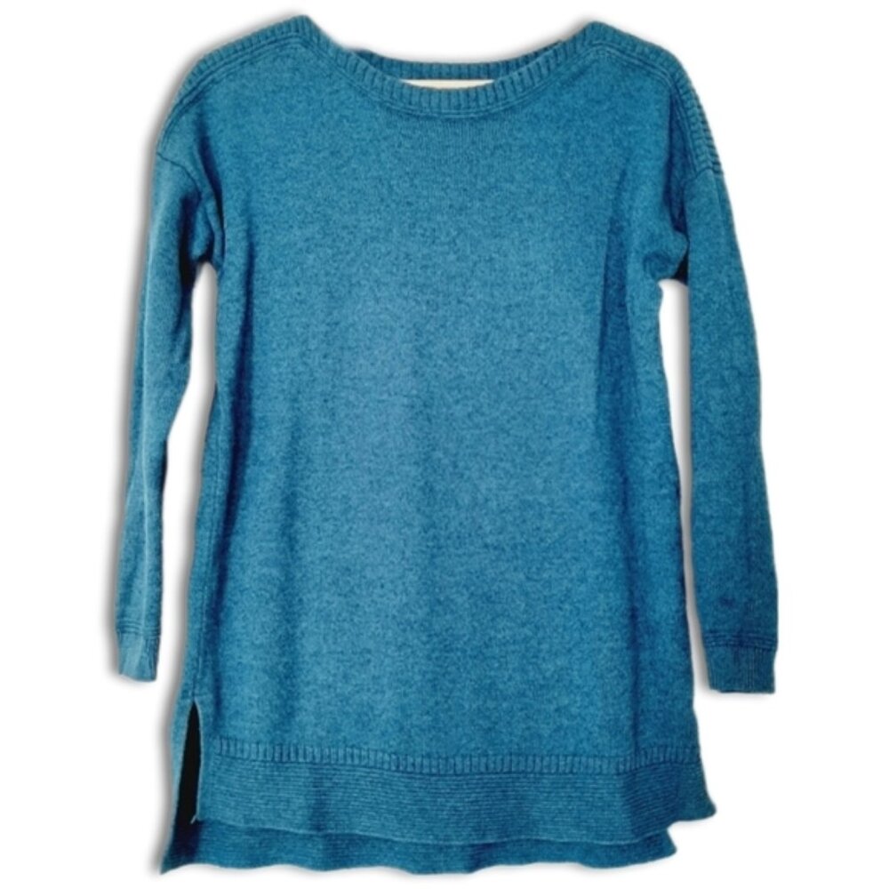 OLD NAVY Marled Sweater Knit Top High Low Hem 3/4 Sleeve Blue Sz S